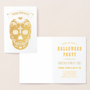 Happy Halloween Sugar Skull Foil Card