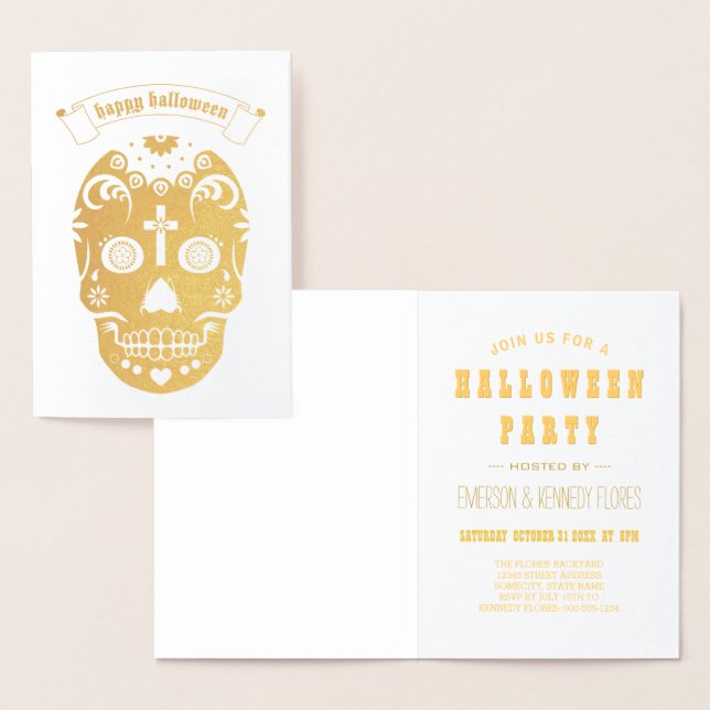 Happy Halloween Sugar Skull Foil Card (Display)
