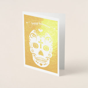 Happy Halloween Sugar Skull Foil Card