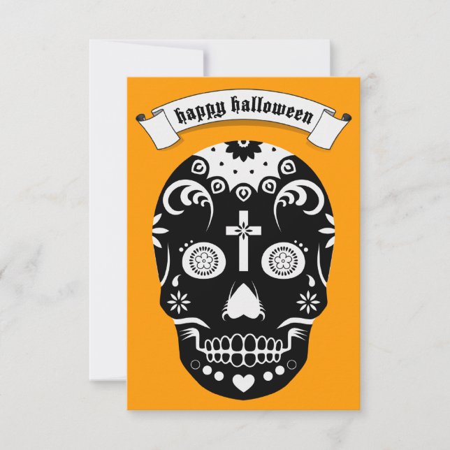 happy halloween sugar skull invitation (Front)