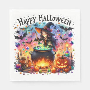 Happy Halloween Super Cute Witch Paper Napkin