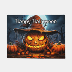 Happy Halloween   Super Spooky Pumpkin Doormat