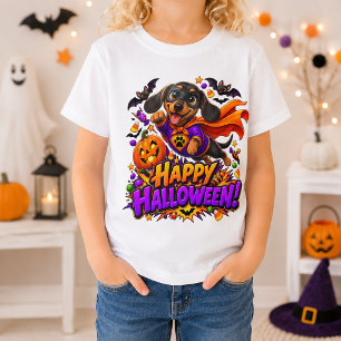 Happy Halloween Superhero Dachshund Funny Dog T-Shirt