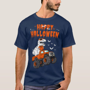 Happy Halloween T Re Riding Monster Truck Dinosaur T-Shirt
