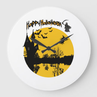 happy halloween t-shirt large clock