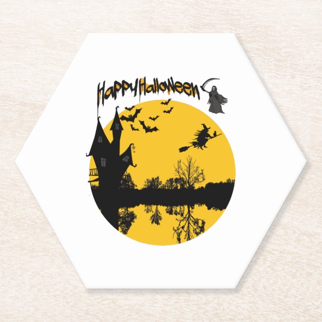 happy halloween t-shirt paper coaster (Front)