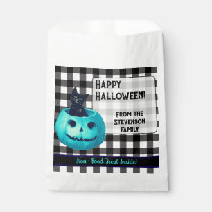 Happy Halloween Teal Pumpkin and Plaid Favour Bags