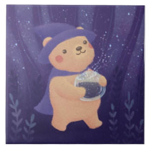 Happy Halloween: Teddy the Witch Illustration Tile