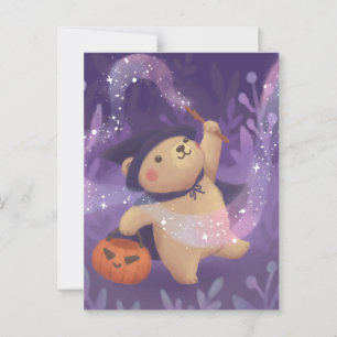Happy Halloween: Teddy the Witch Postcard