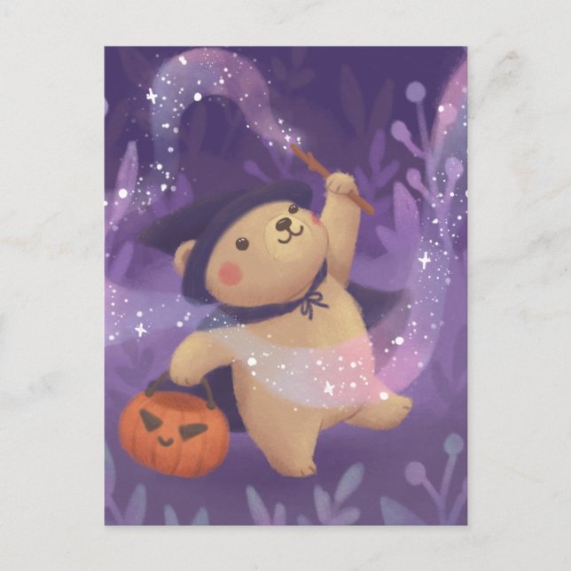 Happy Halloween: Teddy the Witch Postcard (Front)