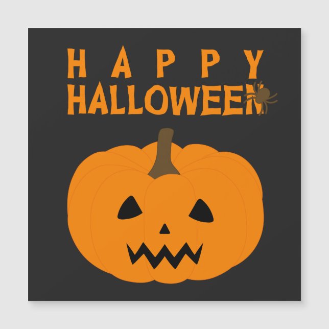 Happy Halloween Text and Pumpkin on Black (Front)