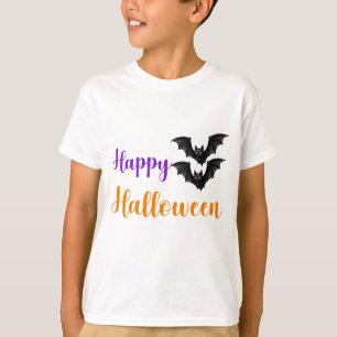 Happy Halloween Text Bats For Kids Party Fun 🎃 T-Shirt