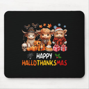 Happy Halloween Thanksgiving Christmas Cow Holiday Mouse Mat