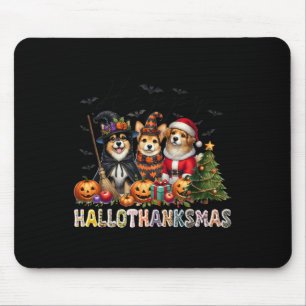 Happy Halloween Thanksgiving Christmas Dog Lovers Mouse Mat