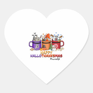happy halloween thanksgiving christmas funny nurse heart sticker
