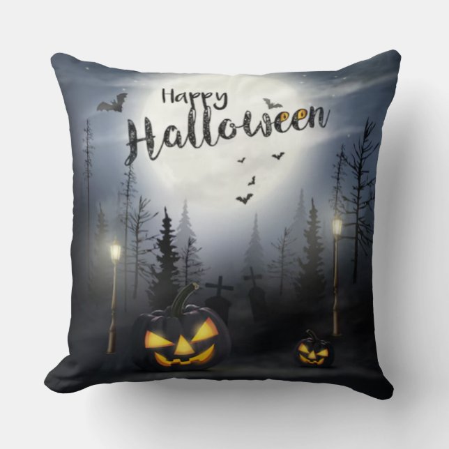 Happy Halloween Throw Pillow (Front)