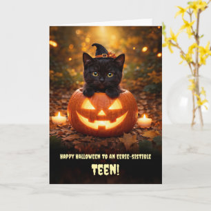 Happy Halloween to a Teen Teenager Cat Cute Card