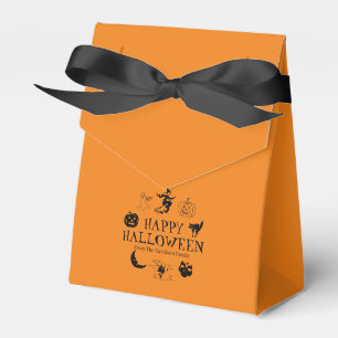 Happy Halloween treat custom name black orange Favour Box