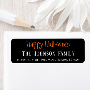 Happy Halloween Trendy Chic Black Return Address
