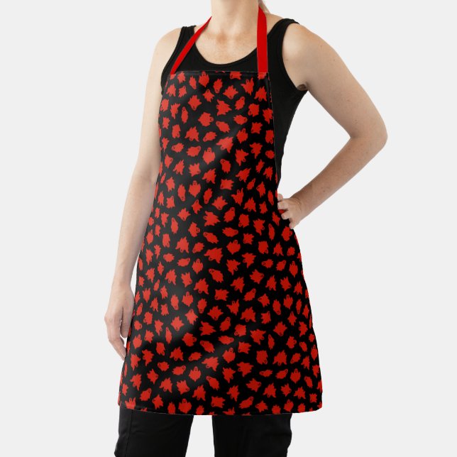 Happy Halloween Trendy Red Ghost Apron (Insitu)