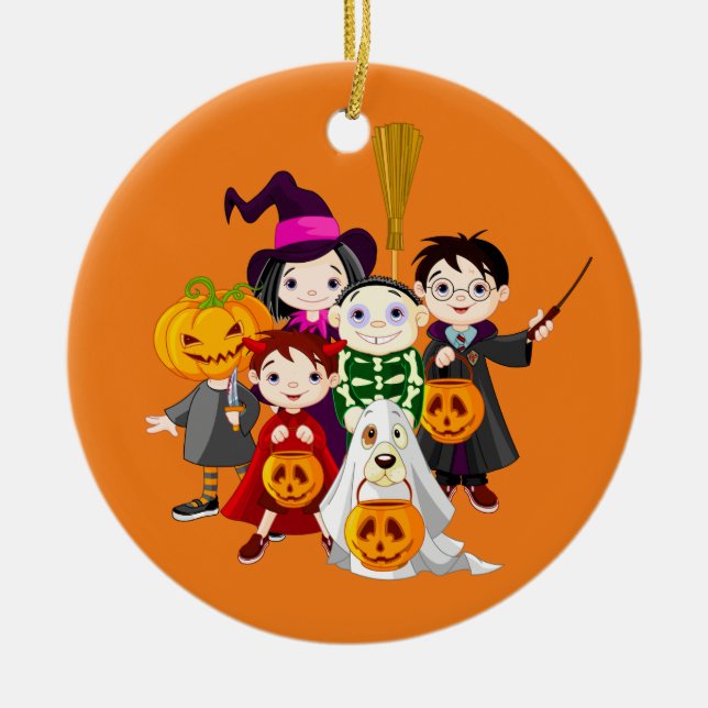 Happy Halloween Trick or Treat Children Ceramic Tree Decoration (Front)
