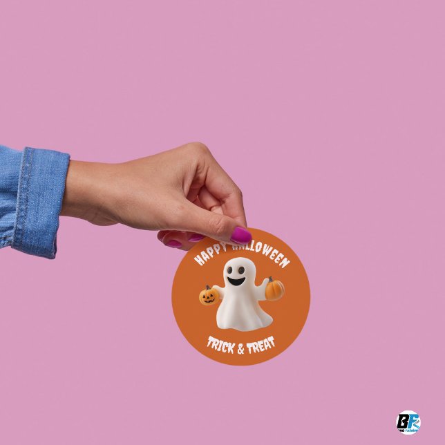 Happy Halloween - Trick or Treat  Classic Round Sticker (Creator Uploaded)