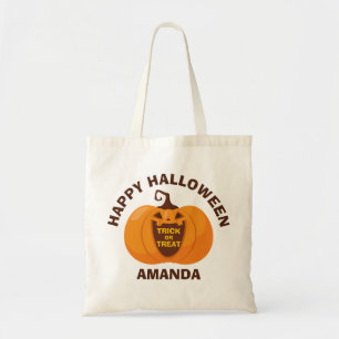 Happy Halloween Trick or Treat Cute Spooky Pumpkin Tote Bag