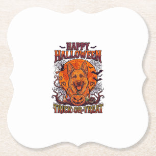 Happy Halloween Trick Or Treat German Shepherd Pum Paper Coaster