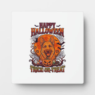 Happy Halloween Trick Or Treat German Shepherd Pum Plaque