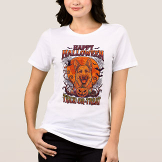 Happy Halloween Trick Or Treat German Shepherd Pum Tri-Blend Shirt