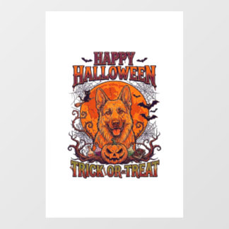 Happy Halloween Trick Or Treat German Shepherd Pum Window Cling