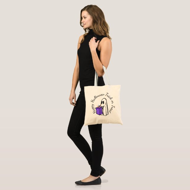 happy halloween trick or treat ghost tote bag (Front (Model))