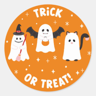 Happy Halloween Trick or Treat Ghosts Classic Round Sticker