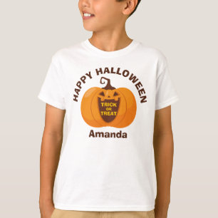 Happy Halloween Trick or Treat Orange Pumpkin T-Shirt