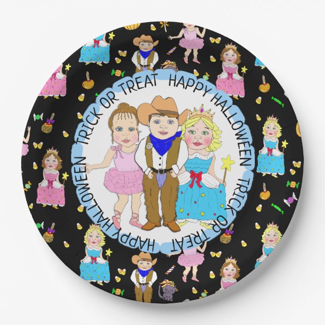 Happy Halloween Trick or Treat Party Paper Plate (Front)