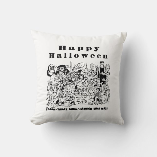 Happy Halloween Trick or Treat Spooky Illustration Cushion (Front)
