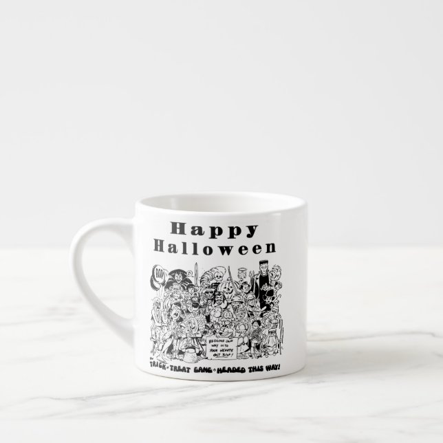 Happy Halloween Trick or Treat Spooky Illustration Espresso Cup (Left)