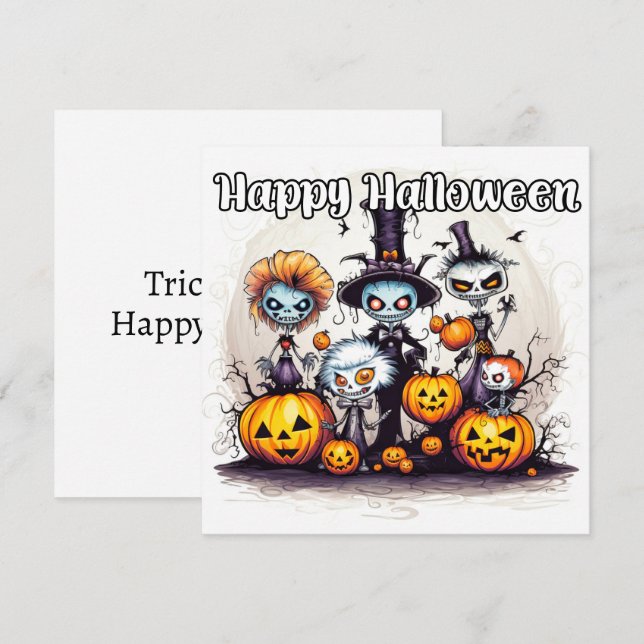 Happy Halloween Trick Or Treaters Card (Front/Back)