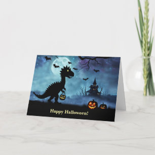 Happy Halloween Trick or Treating Cute Dinosaur  Card