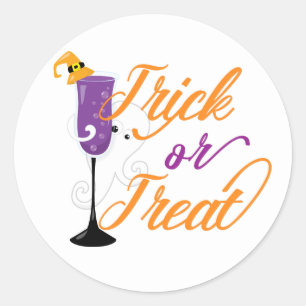 Happy Halloween Trick Treat Ghost Cocktail Party Classic Round Sticker