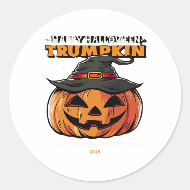 Happy Halloween Trumpkin Classic Classic Round Sticker (Front)