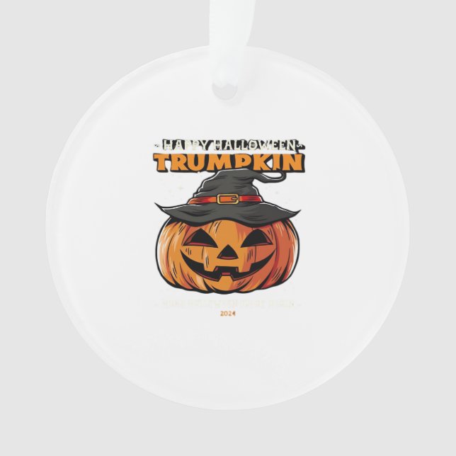 Happy Halloween Trumpkin Classic Ornament (Front)