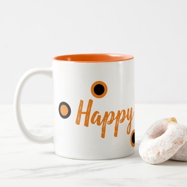 Happy Halloween Two-Tone Coffee Mug (With Donut)
