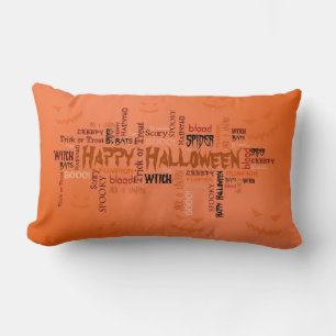 Happy Halloween Typography Lumbar Cushion