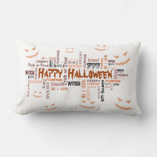 Happy Halloween Typography Lumbar Cushion