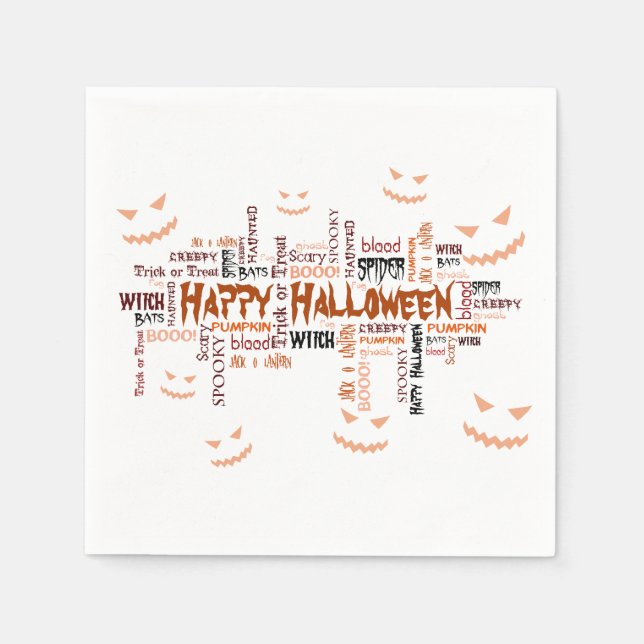Happy Halloween Typography Napkin (Front)