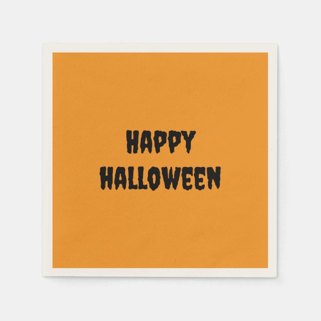 'Happy Halloween' Typography Party Classroom  Napkin (Front)