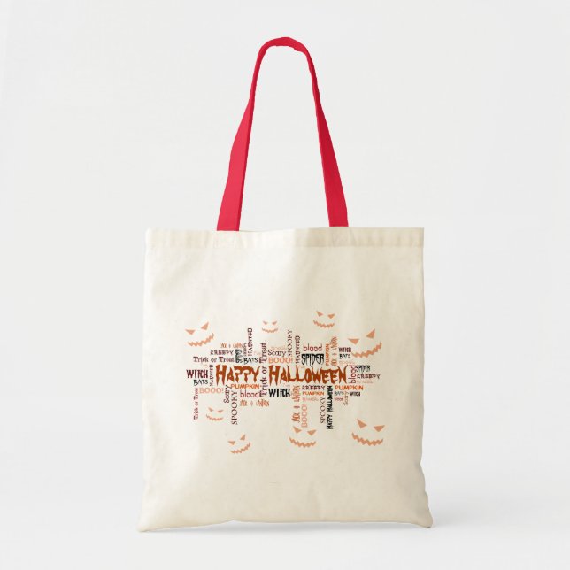 Happy Halloween Typography Tote Bag (Front)