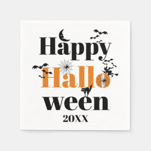 Happy Halloween typography with vintage elements Napkin