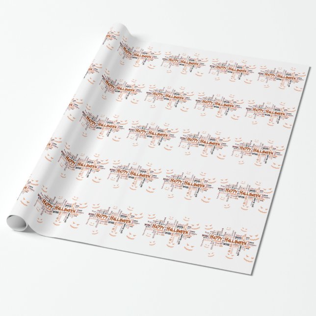 Happy Halloween Typography Wrapping Paper (Unrolled)